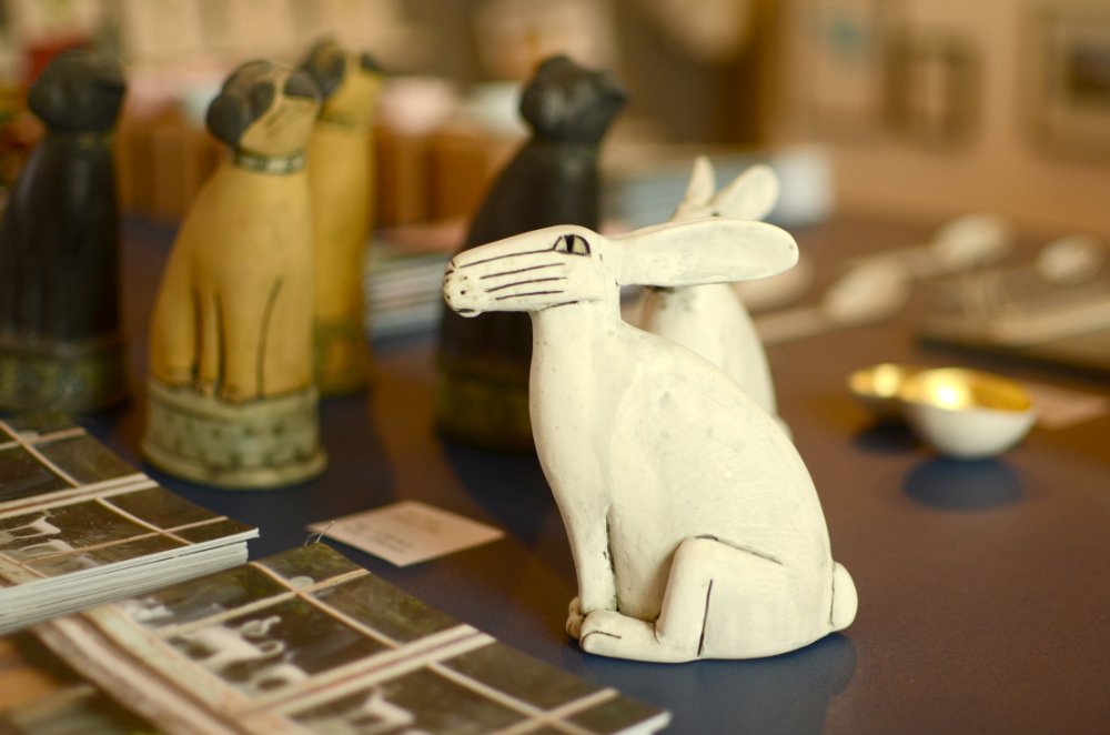 White ceramic hare by Anna Noel