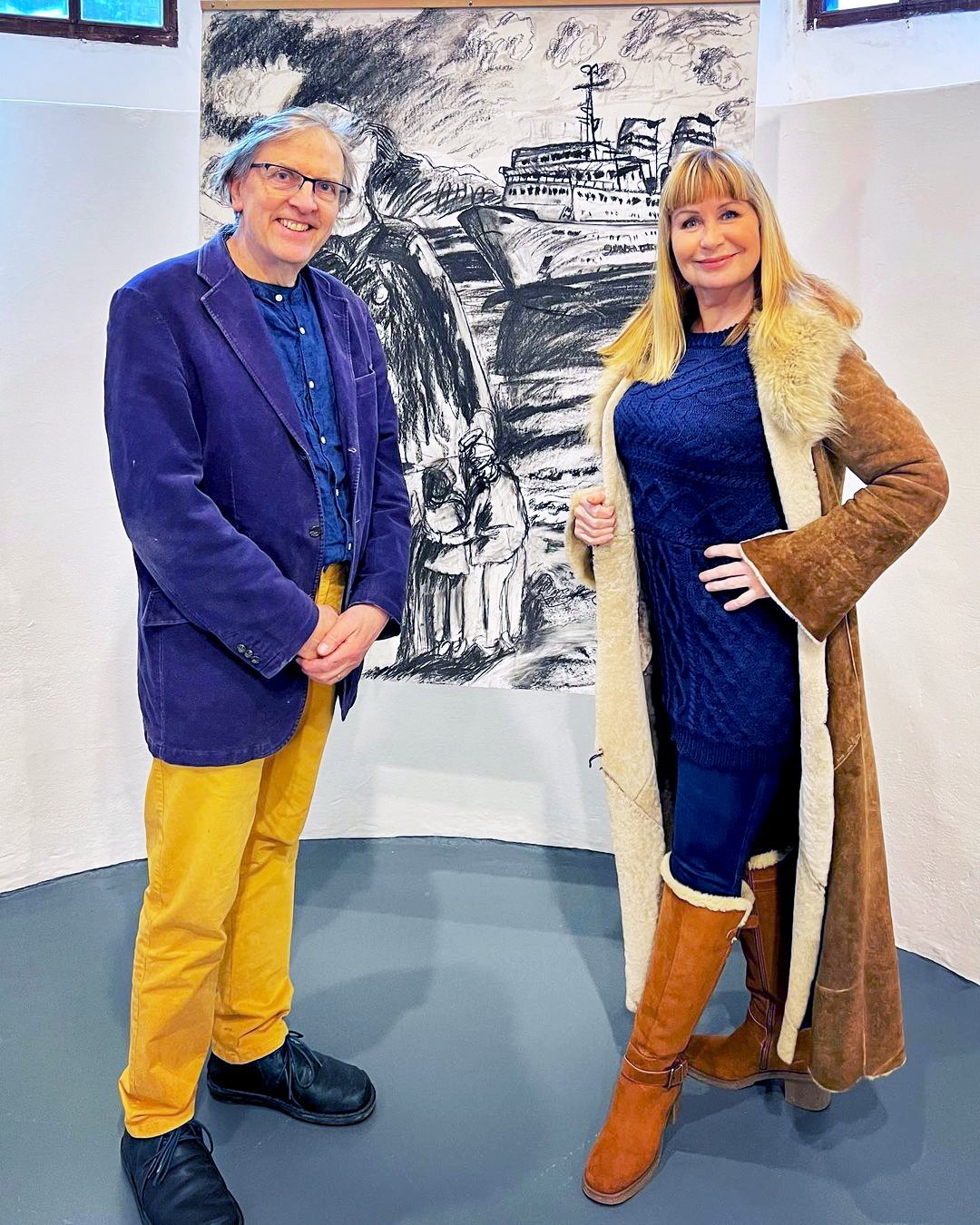 Sian Lloyd with Stephen West at Wak and Talk