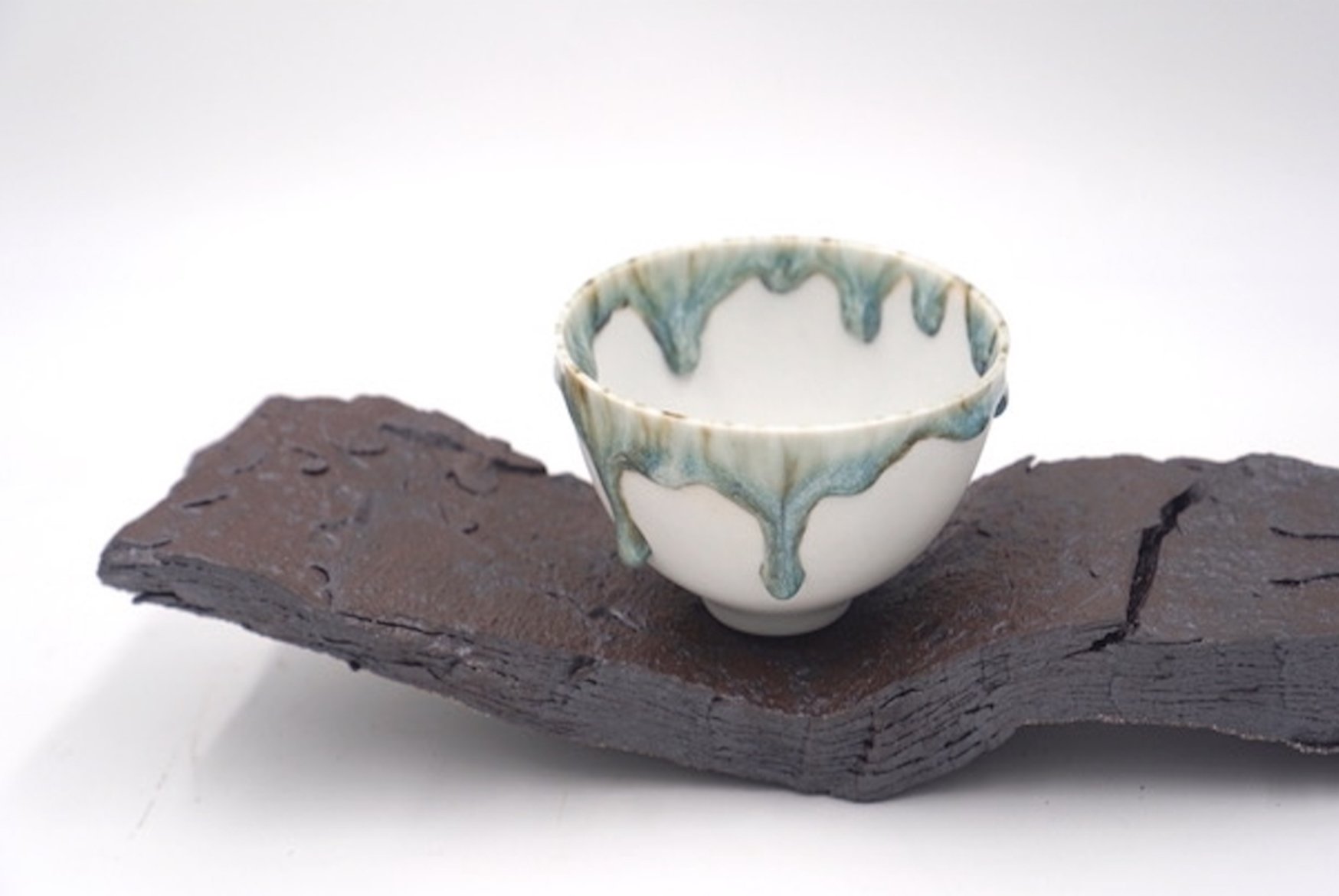Tyfu, ceramic vessel on slate by Rhiannon Gwyn